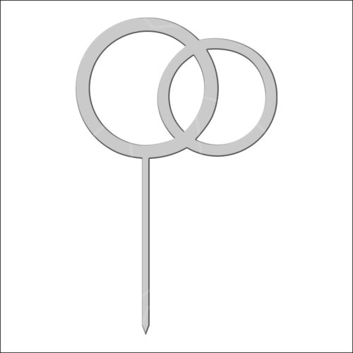 Топпер декоративный акриловый "Кольца на палочке" Серебро 10х8 см ТСК136