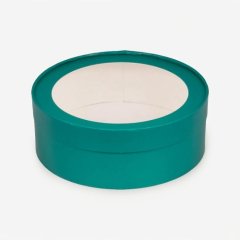 Коробка для сладостей с окном круглая зелёная 16х7 см 