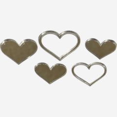 Набор топперов декоративных акриловых "Сердечки" Серебро 5 шт 36586