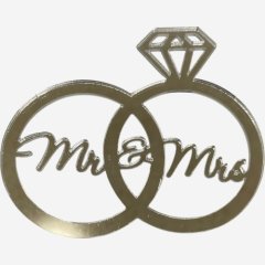 Топпер декоративный акриловый "Свадебные кольца" Серебро 10х8,5 см 