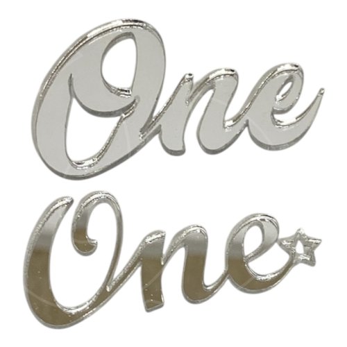 Набор топперов декоративных акриловых "One" Серебро 5,5х3,5 см 2 шт 35827