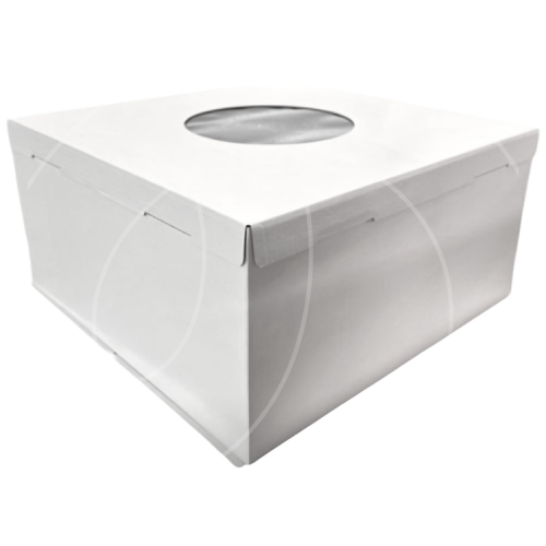 Коробка для торта с окном белая 50х50х25 см 