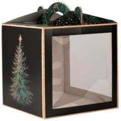 Коробка для торта с окном и ручкой "Новый год" 20х20х20 см 7045778