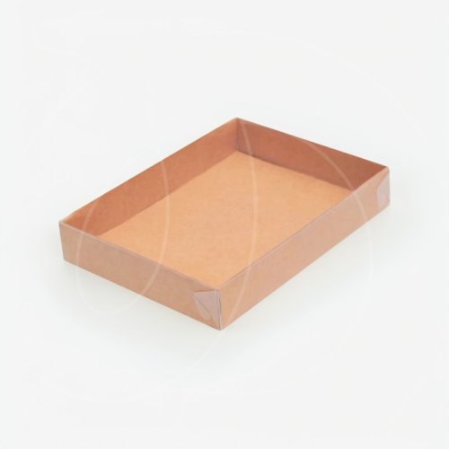 Коробка для печенья/конфет с прозрачной крышкой крафт 14х10,5х2,5 см ForG UKONFI Flat Lid K 140*105*25