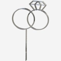 Топпер декоративный акриловый "Свадебные кольца" Серебро 15х9 см 