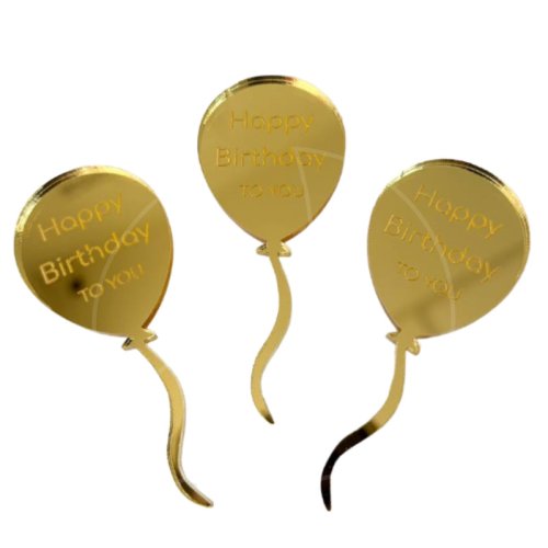 Набор топперов декоративных акриловых "Шарики" Золото 3х7 см 3 шт ТСК178