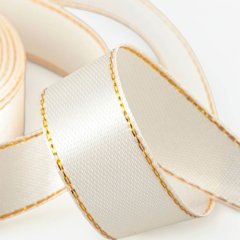 Лента для декора и упаковки атласная Кремовая с люрексом 1,5 см 23 м 9179004