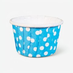 Капсула бумажная с подворотом Голубая в белый горошек D50 H40 1 шт Б-22