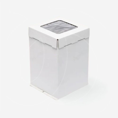 Коробка для торта белая с окном 36x36x40 см 