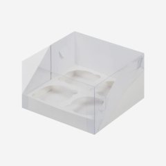 Коробка на 4 капкейка с прозрачной крышкой белая 040273 ф, 41710