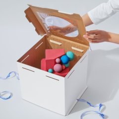 Коробка для торта с круглым окном белая 30х30х30 см ForG COMFORT I W W 300*300*300 S*20  (EB 300 (window))